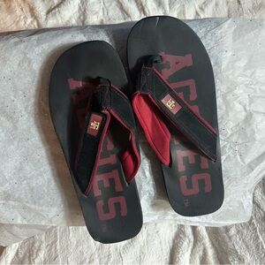 Black and Red Aggies Flip Flops